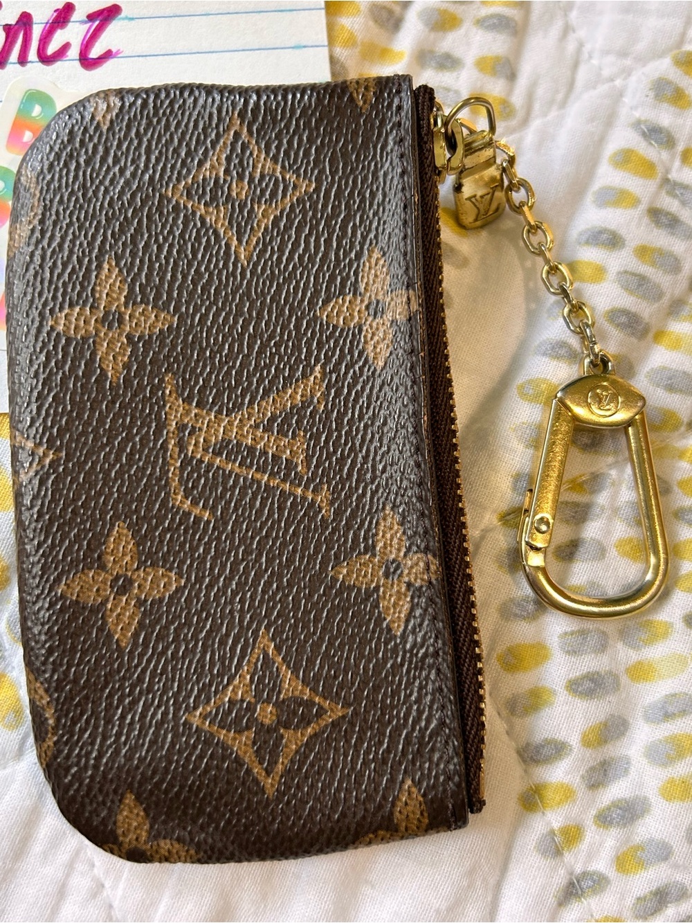 Louis Vuitton Brown Monogram Key Pouch with Gold Hardware - Picture 2 of 6